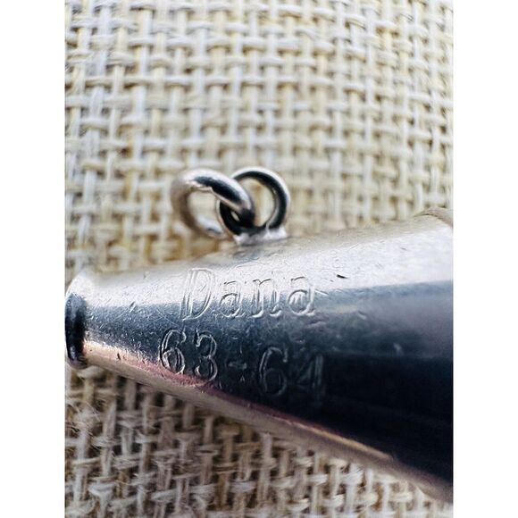 Sterling Silver Cheerleader Megaphone Charm Pendant Vintage 3/4" Dana Engraved - Picture 9 of 10